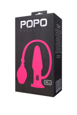 Анальная надувная втулка с вибрацией из силикона Popo Pleasure (7 режимов, 10 см) (Цвет: ярко-розовый)