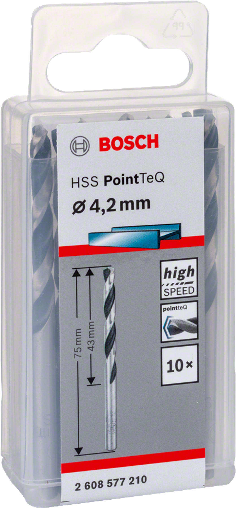 Спиральное сверло HSS PointTeQ 4,2 мм 2608577210