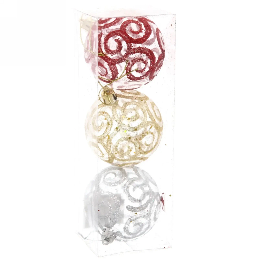 Новогодние шары 7см (набор 3шт) «Зимние узоры», микс