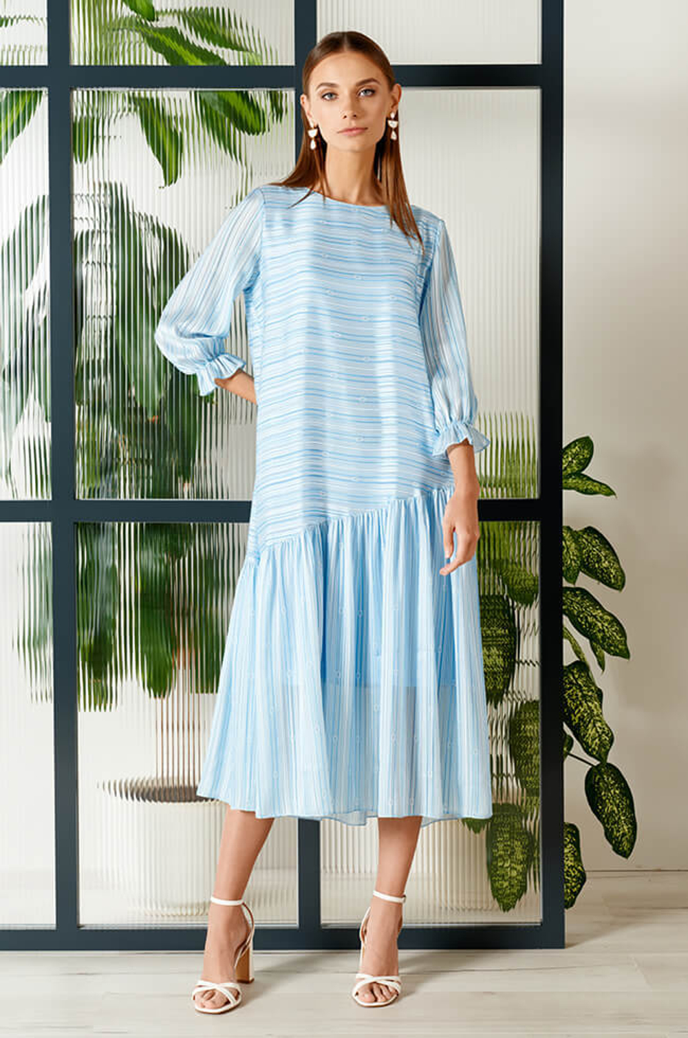 51392 Платье женское (бирюзовый принт)