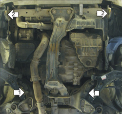Защита картера Двигателя, КПП. 2 мм, Сталь. для Nissan R Nessa 1997-2001 MOTODOR.01412