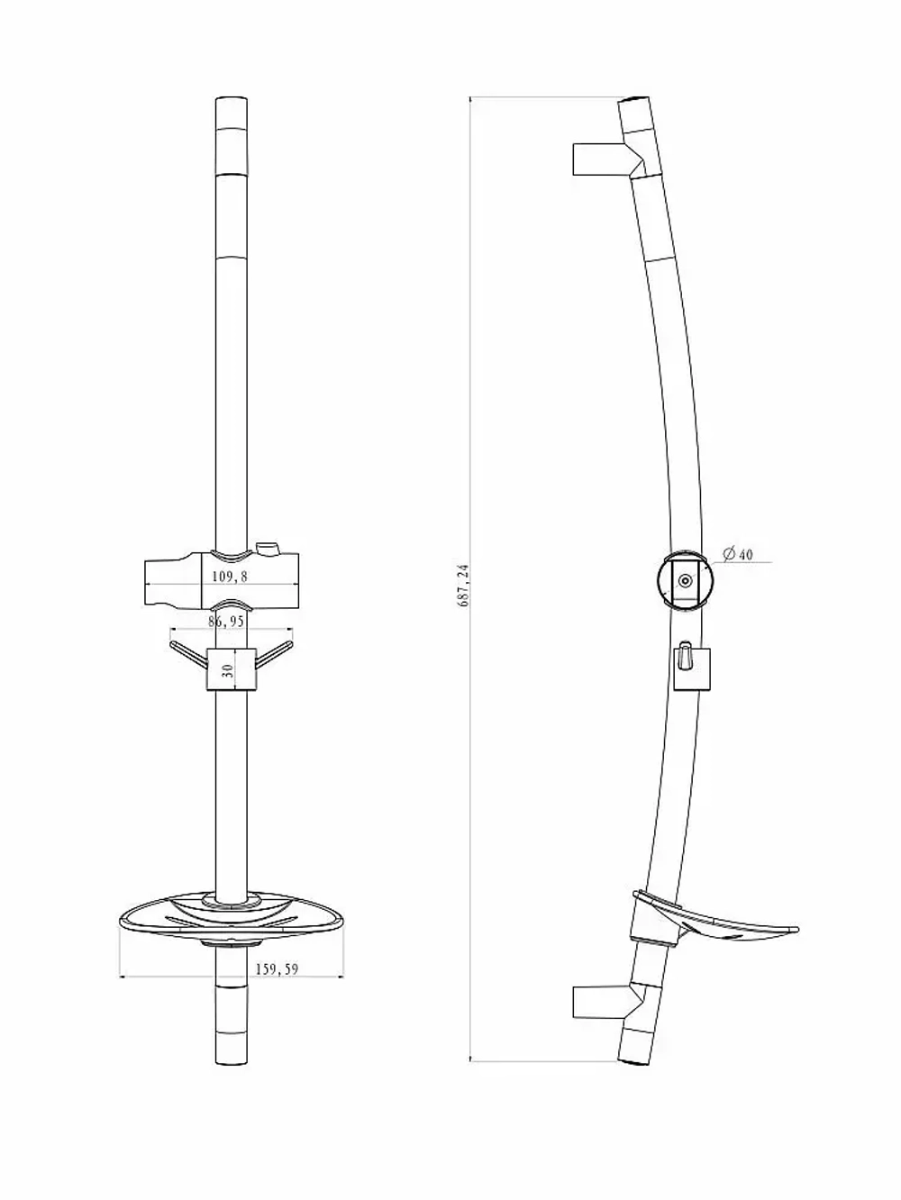 Стойка душевая 685мм LM8064C