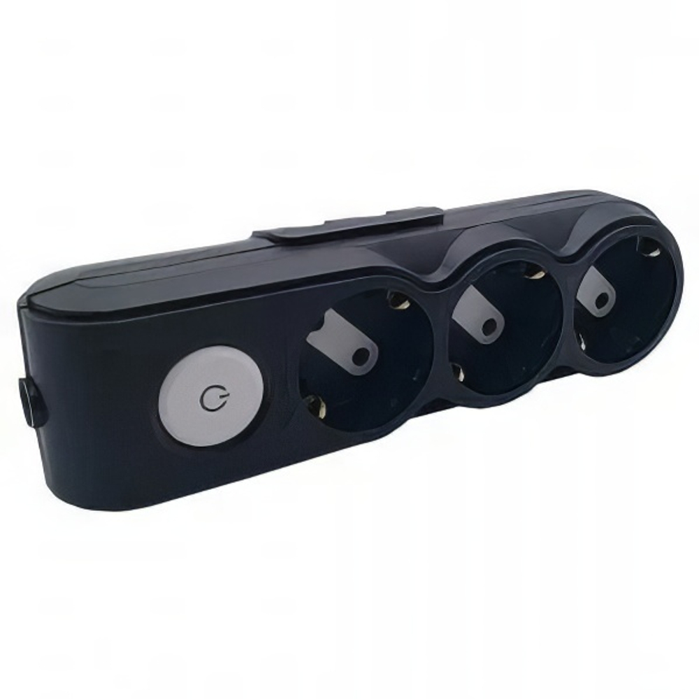 Колодка 3 гнезда OVIVO суппорт выключатель с/з черная 700-080000-123