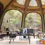 Пневмокаркасная юрта «Гармония» 5×5×2,5 м — для глэмпинга из ПВХ, зелёная