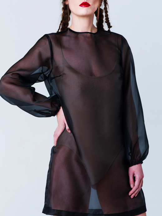 Платье-туника из органзы "Лебедь". Черное