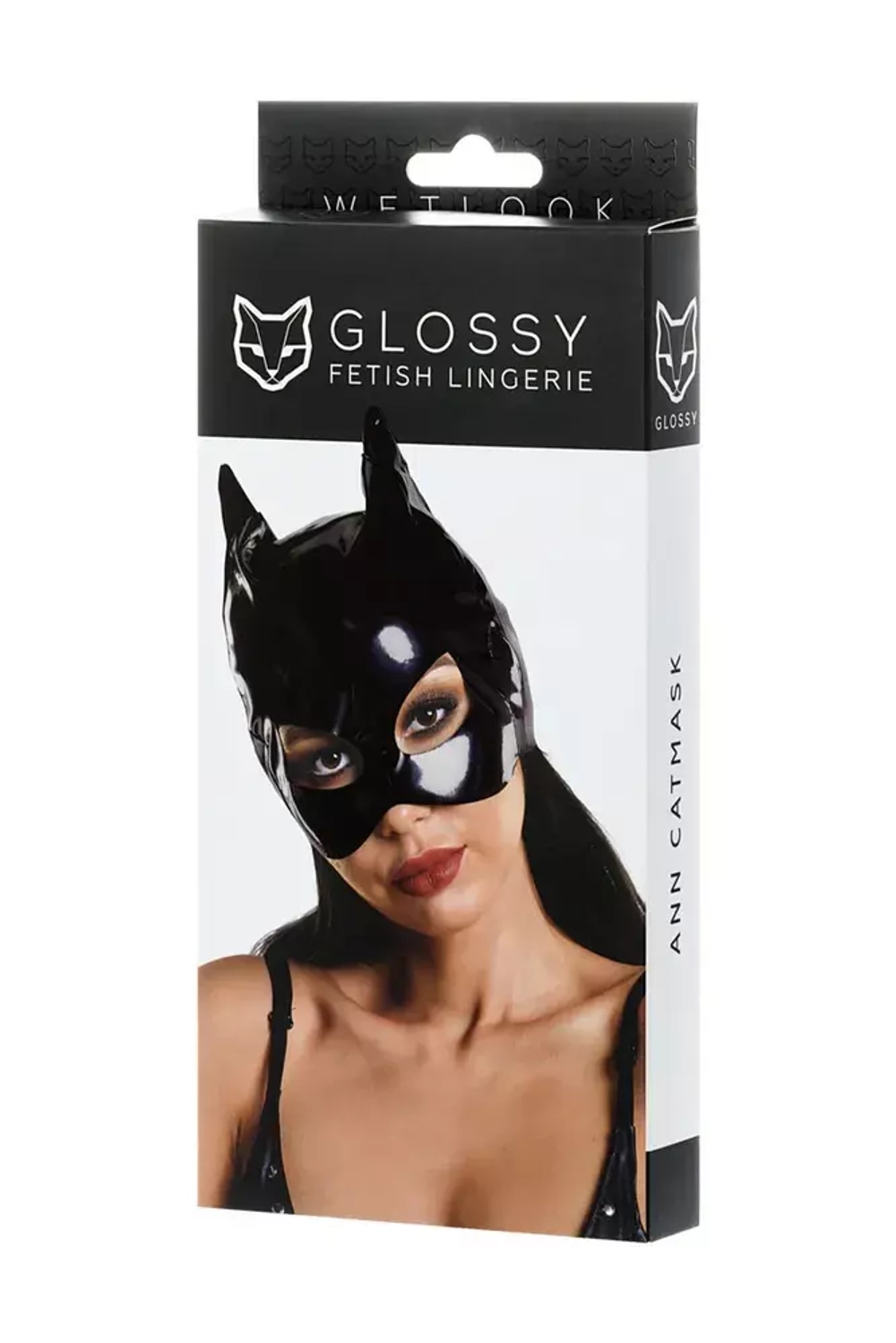 Маска кошки Glossy ANN из материала Wetlook, черный