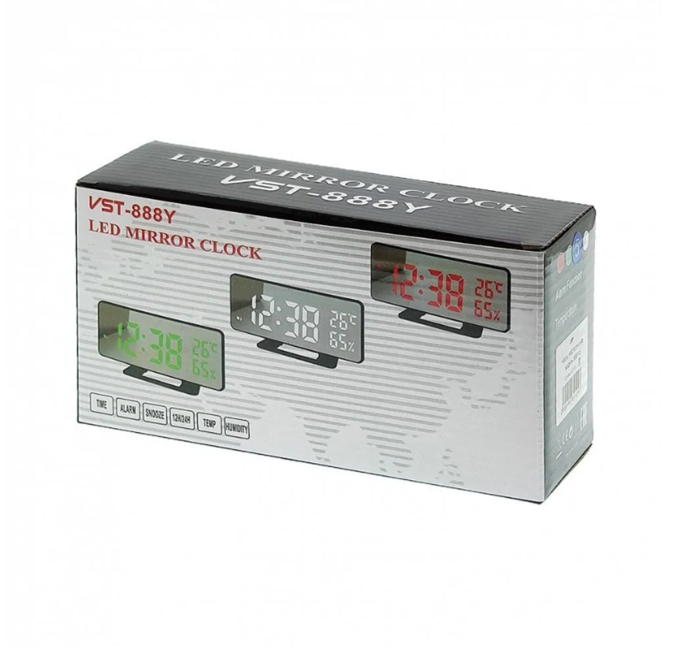 Часы зеркальные VST-888Y-1 красное свечение