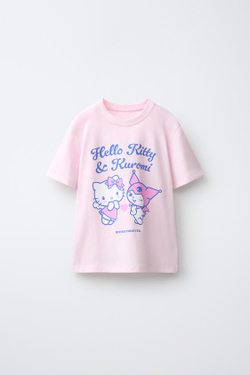 ZARA ФУТБОЛКА HELLO KITTY И KUROMI ©, РОЗОВЫЙ