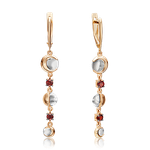 Серьги «Импульс» с английским замком из комбинированного золота с гранатами