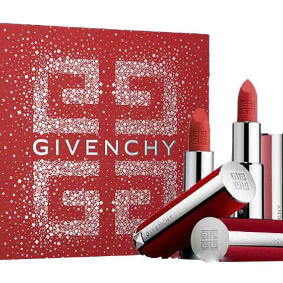 Набор декораторской косметики Givenchy Red Velvet Faux Fur Lambskin Lipstick Limited Edition Box Makeup Sets Easy To Blend Complexion 3 Pack