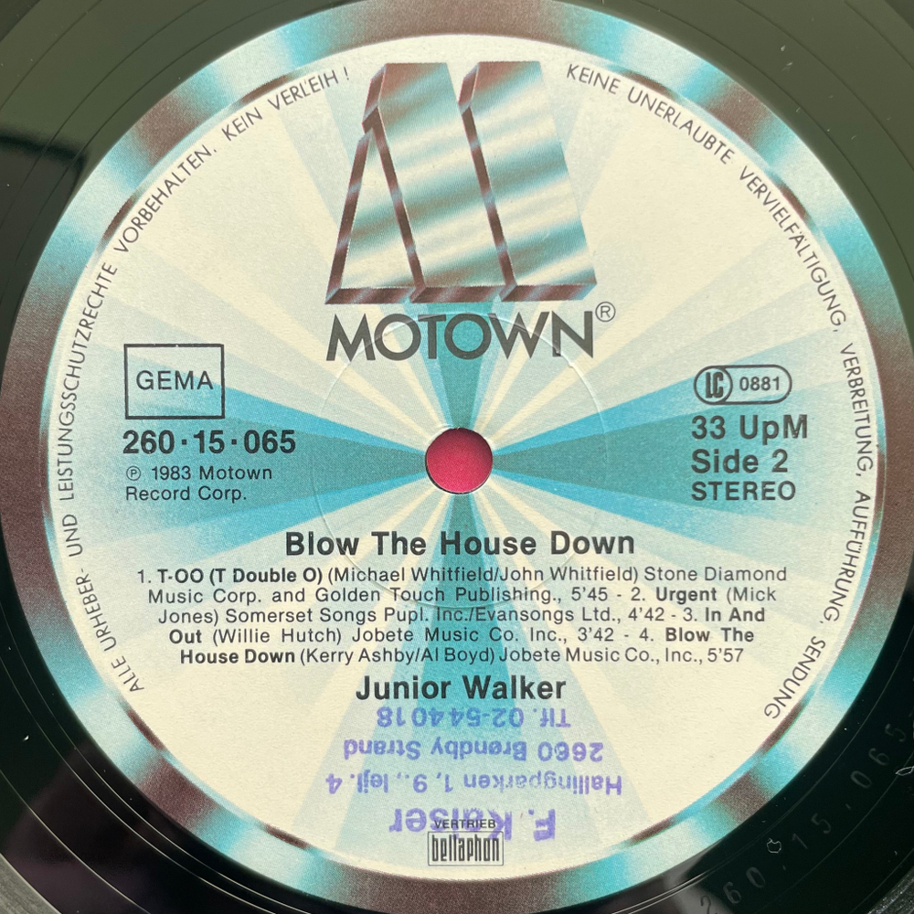 Junior Walker ‎– Blow The House Down (Германия 1983г.)