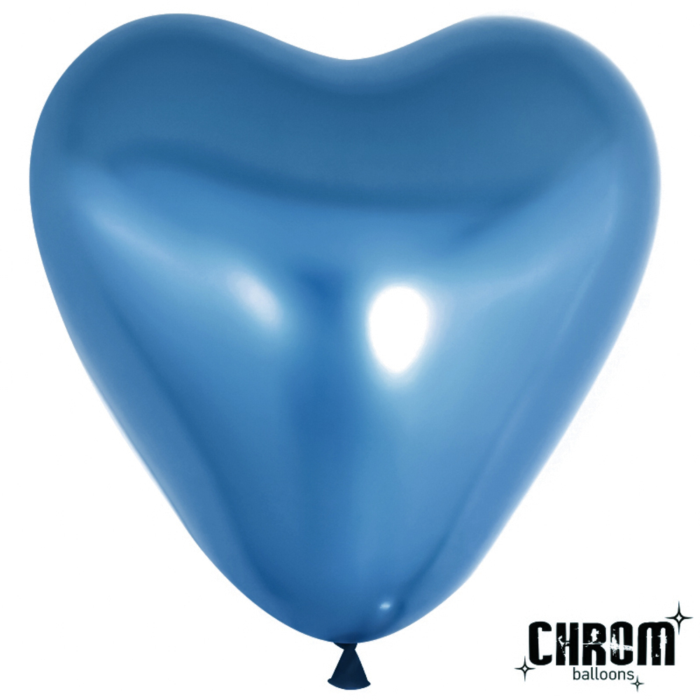 Сердце (10''/25 см) Синий, хром