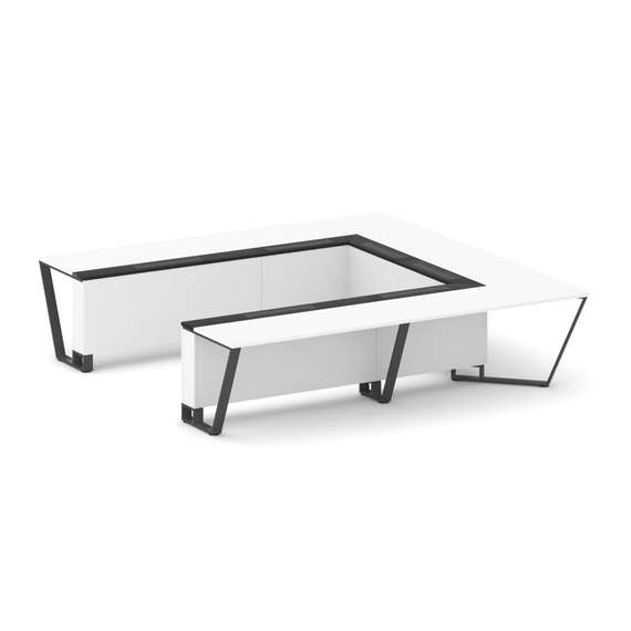 Steel Meet Стол переговорный П-образный KMK-PR.B.SP-11P Белый Бриллиант/Графит Глянец/Металл Антраци