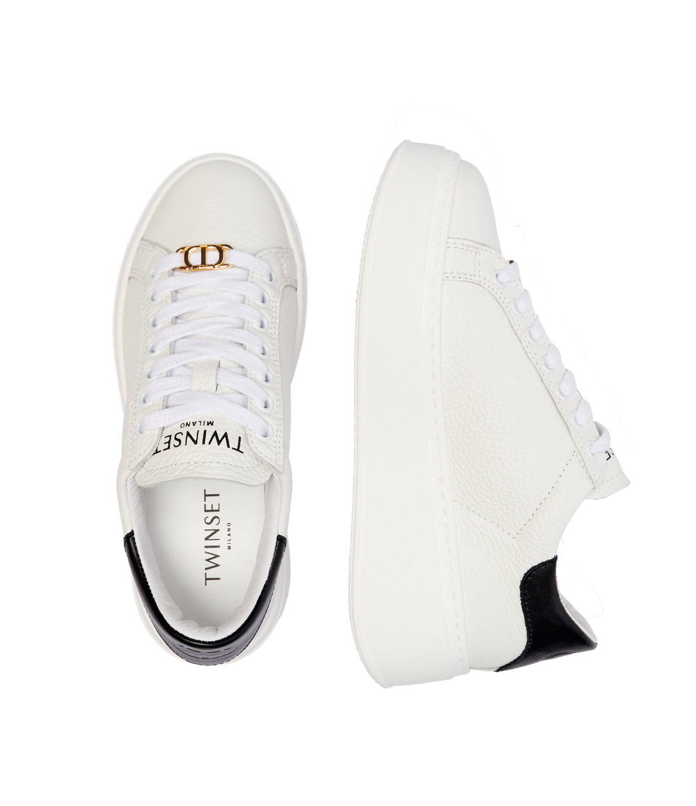 Кожаные кроссовки TWINSET - белый(242TCP010)
