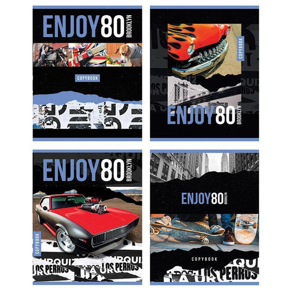 Тетрадь А5 80л. клет. "Enjoy" выб. лак (BG)