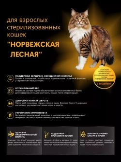 Корм для стерилизованных Норвежских лесных, с индейкой 2 кг