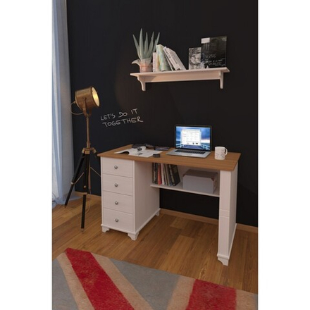 Стол письменный с ящиками «Бейли» белый воск/антик