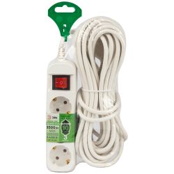 Удлинитель электрический ЭРА UDL-16-3100-ES Greenline 3 розетки с заземлением с выключателем 10м ПВС 3x1мм2