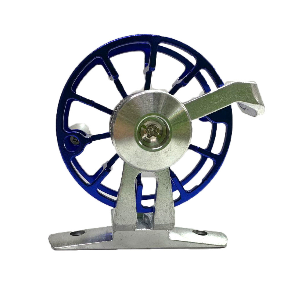 Катушка инерционная металлическая, синяя