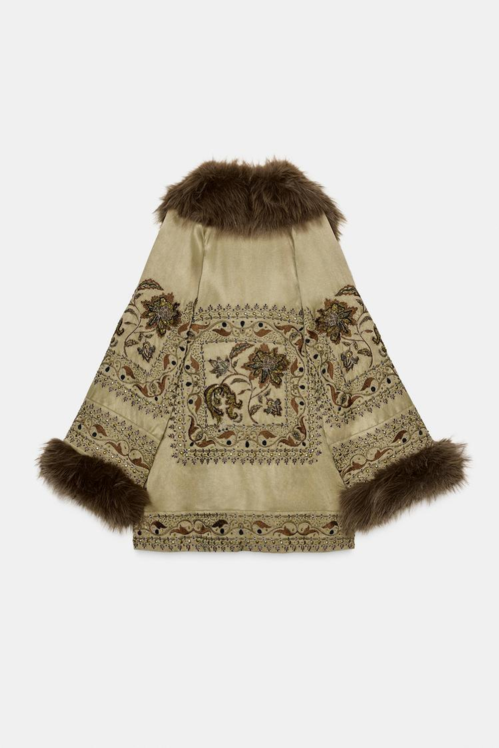 ZARA КИМОНО С ВЫШИВКОЙ — ZW COLLECTION LIMITED EDITION, СВЕТЛО-ЗЕЛЕНЫЙ