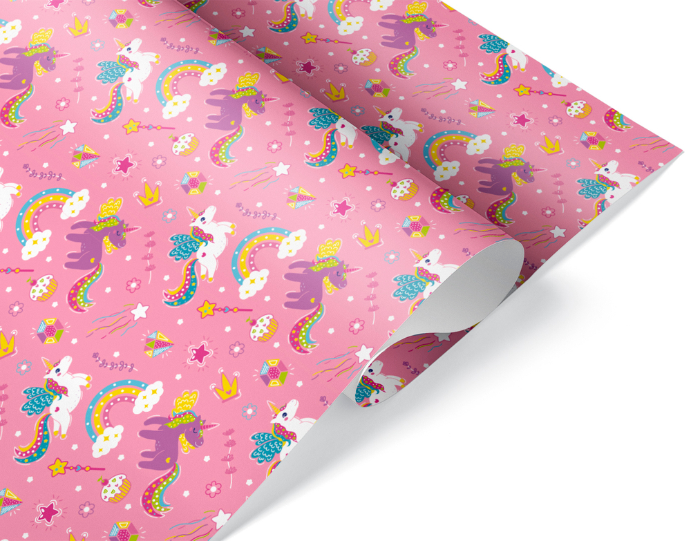 Упаковочная бумага «Милые единороги» 0,7×1 м, 80 г/м²