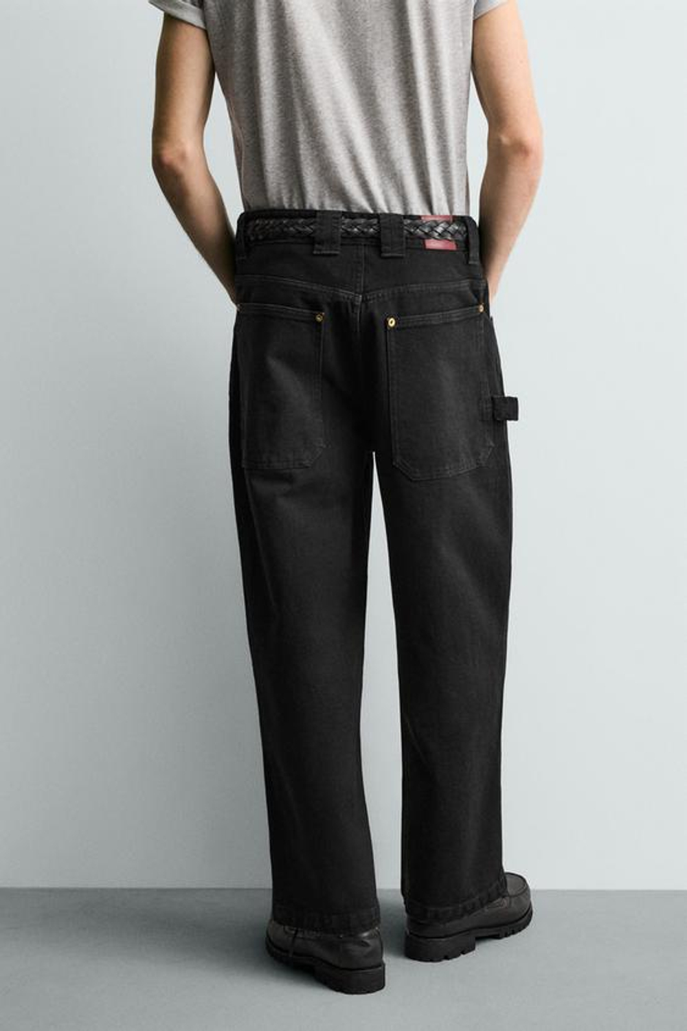 ZARA БРЮКИ КАРГО WIDE FIT, ЧЕРНЫЙ