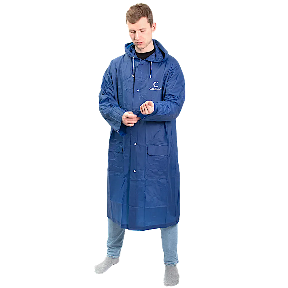 Плащ-дождевик Следопыт PF-RC-09 72х125см Плотный PVC на кнопках с капюшоном и чехлом цв.Синий -