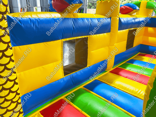 Надувной батут "Мульти-сафари крокодил" 11*10*7 м, с окнами по бокам