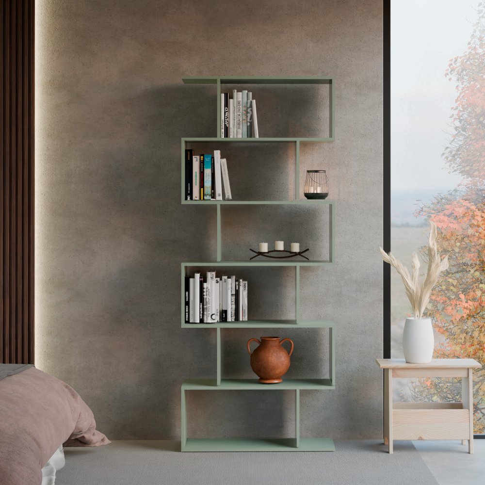 Стеллаж, 72х24х174, Марм, напольный, для игрушек и книг, зеленый, Dipriz