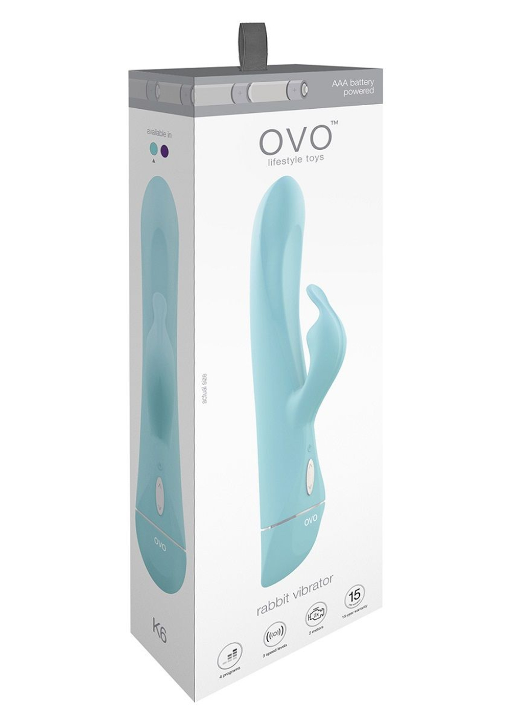 Голубой вибратор OVO K6 с клиторальным стимулятором (Цвет: голубой)