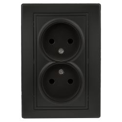 Розетка Intro Plano 1-204-05 без заземления двойная 2х2P 16А-250В IP20 СУ антрацит