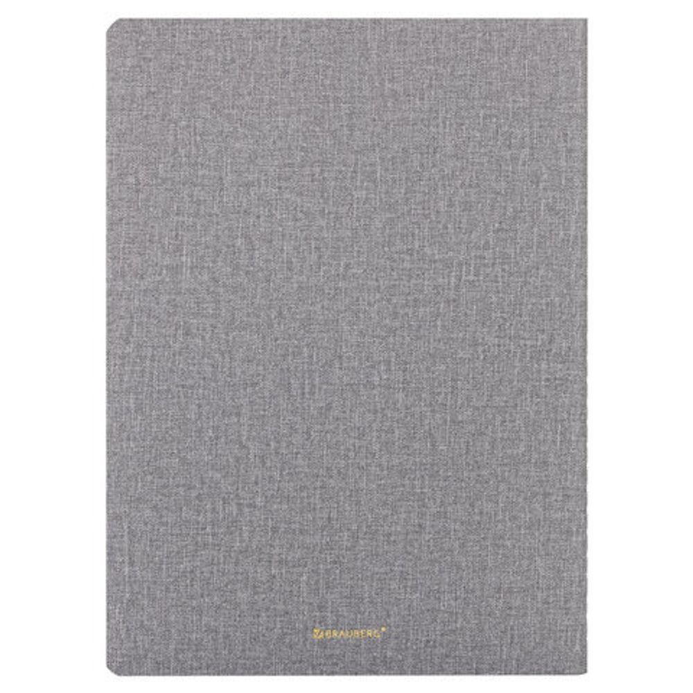 Тетрадь 60 л. в клетку обложка кожзам под рогожку, сшивка, B5 (179х250мм), СЕРЫЙ, BRAUBERG HARMONY, 403839