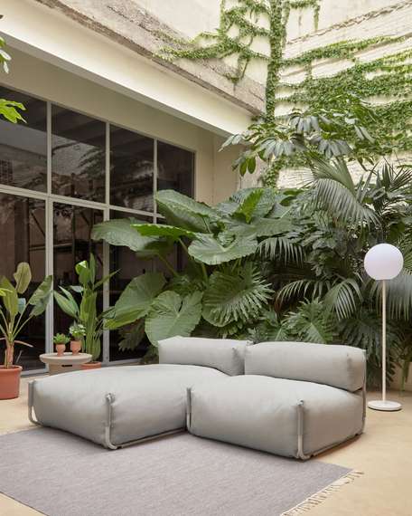 Пуф-шезлонг уличный Square для модульного дивана 165x110 светло-серый