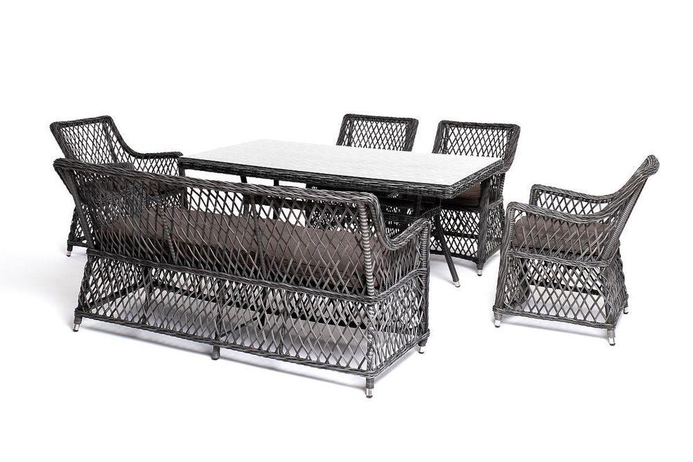"Катания" обеденная группа плетеная на 6 персон, цвет графит