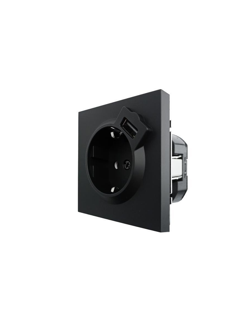 Розетка 1-мест. с/з+USB разъем СП ZIMA IP20 черн. бархат LEZARD 704-4288-181