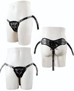 Черные трусики для крепления насадки при помощи кольца (Цвет: черный)