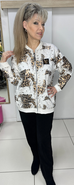 Белый жакет с леопардовым принтом