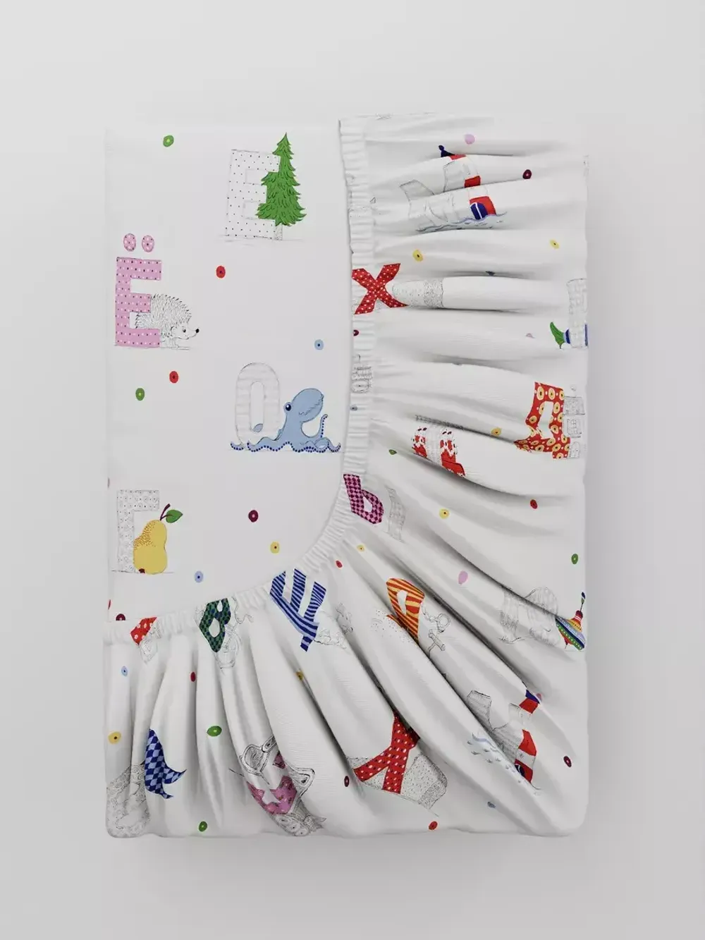 Простынь на резинке перкаль Сказка "Азбука" 90x200 см