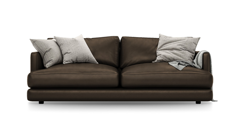 Диван Ибица Madras Mokka Brown 215*116*93 см, Темно-коричневый Натуральная кожа Еврокнижка Фиеста