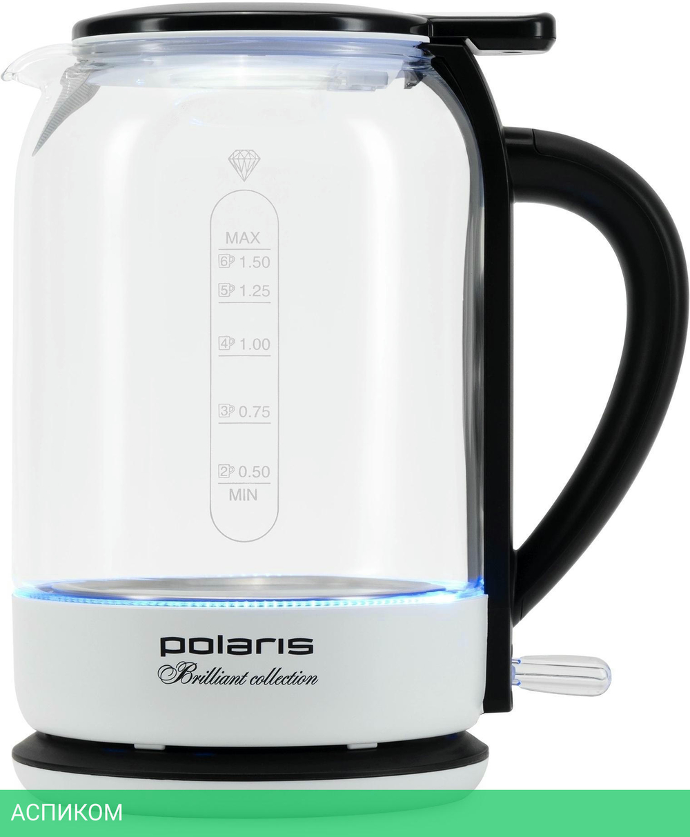 Электрочайник Polaris PWK 1753CGL белый/черный