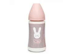 Бутылочка Suavinex Hugge Baby с круглой силиконовой соской, 3 позиции, 270 мл Розовая