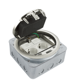 Лючок в пол 4 мод. (2 мод. 45х45 мм.),  серебро,  круглый,  металл,  IP65