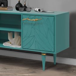 Тумба под ТВ Арт Колор leaves 117см Классик Голд Пастельно-синий