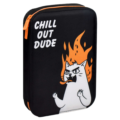 Пенал-органайзер для пишущих принадлежностей школьный Феникс+, арт.64996/ 24 ЯРОСТНЫЙ КОТ (без наполнения, 16.5х23.5х3 см, полиэстер, молния, сублимационная печать, ПЭТ-пакет).