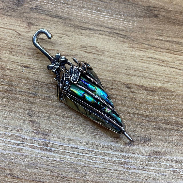 Брошь Зонт гелиотис стразы металл серебристый