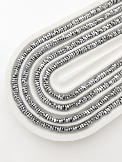 Гематит крошка 5*2мм, темное серебро