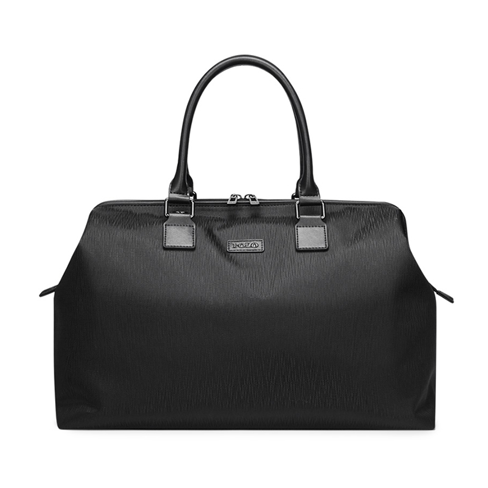 POLO Fabric With Synthetic Leather Shopping Bag Men"s Luggage Bag Travel Bag Men"s Black