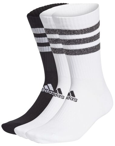 Носки теннисные Adidas Glam 3 Stripes Cushioned Crew Sport Socks 3PP - white/black/white
