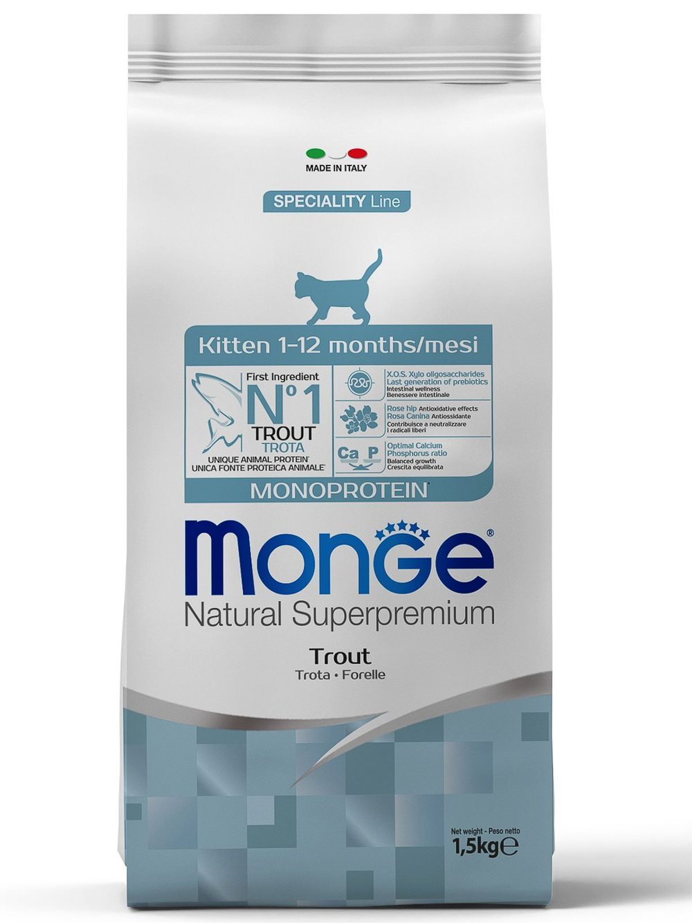Гипоаллергенный корм Monge Monoprotein для котят и беременных кошек (утка), 1,5 кг