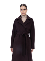 Женское кашемировое пальто на запах с ручной отделкой и прорезными карманами